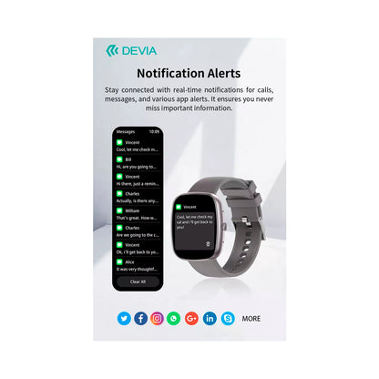 Devia - WT5 - Wireless Calling Bluetooth Waterproof Smartwatch - Black