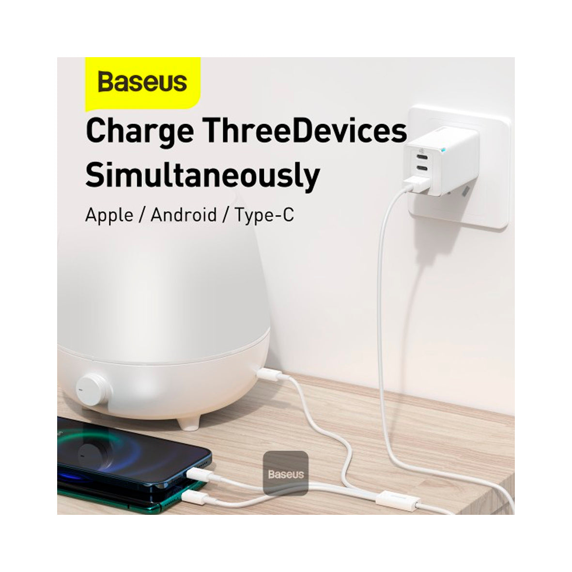 Baseus - 3 in 1 Cable 1.5 m - White