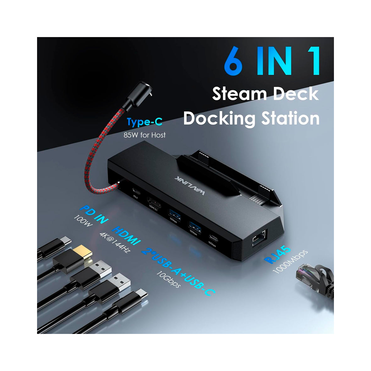 Wavlink - Steam Deck Dock 6in1 Docking station For Steam Deck ROG Ally