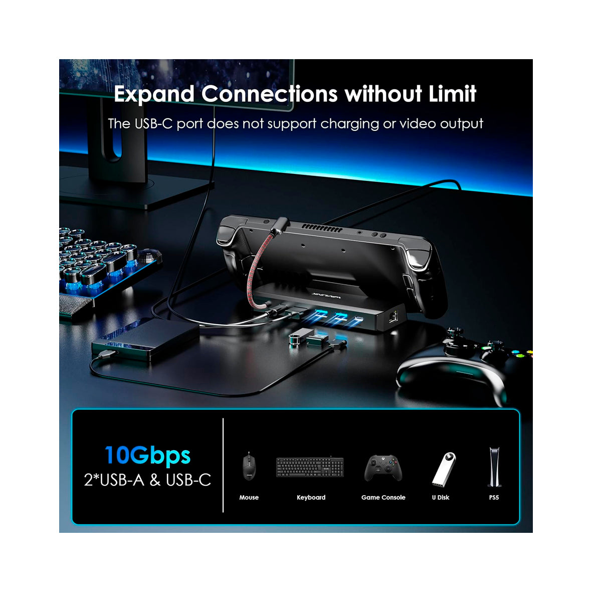 Wavlink - Steam Deck Dock 6in1 Docking station For Steam Deck ROG Ally