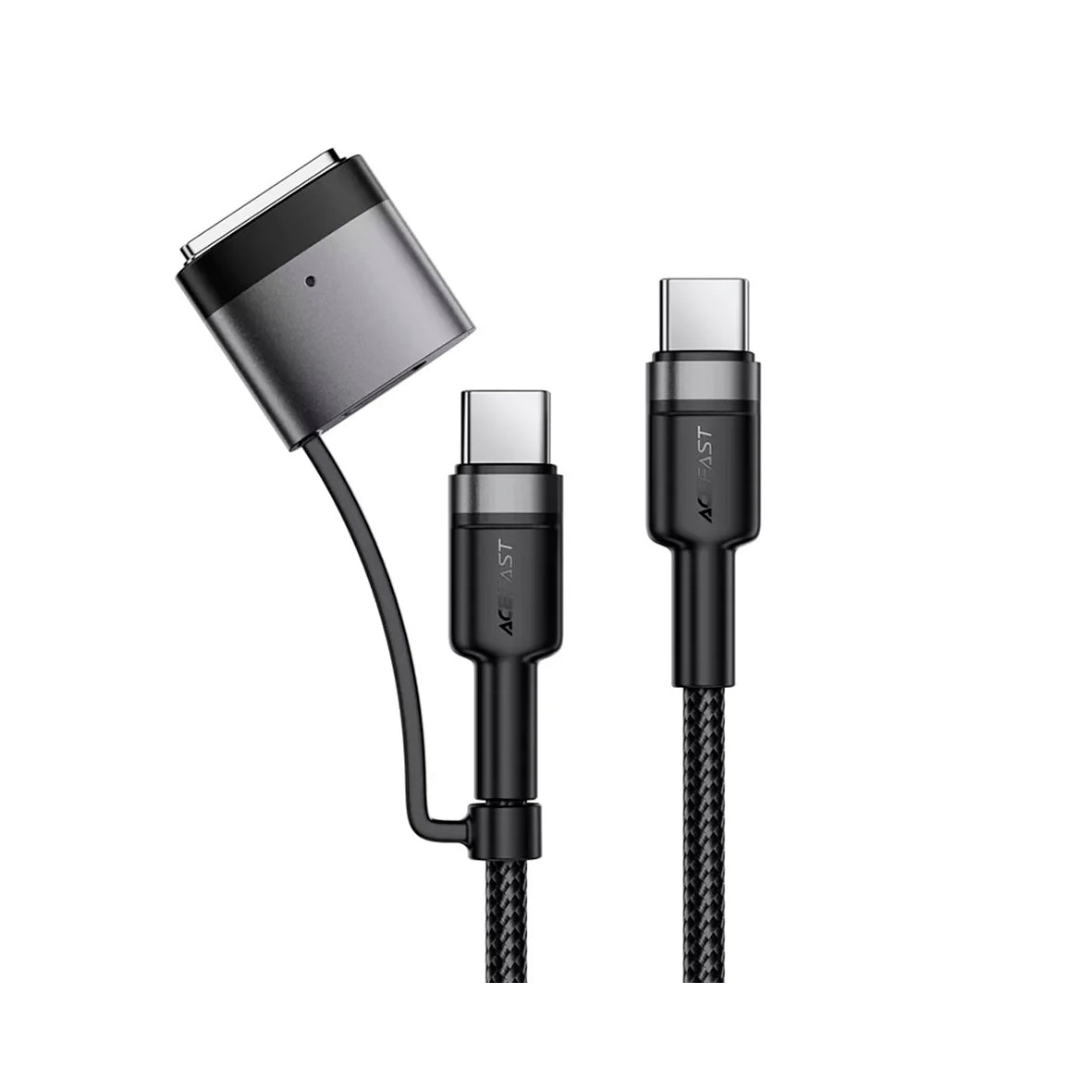 Acefast - 2 In 1 Cable - USB-C To USB-C & MagSafe 3 Braided Cable - Black