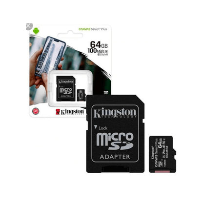 Kingston - MicroSDXC 64GB Class 10 Memory Card+Adapter