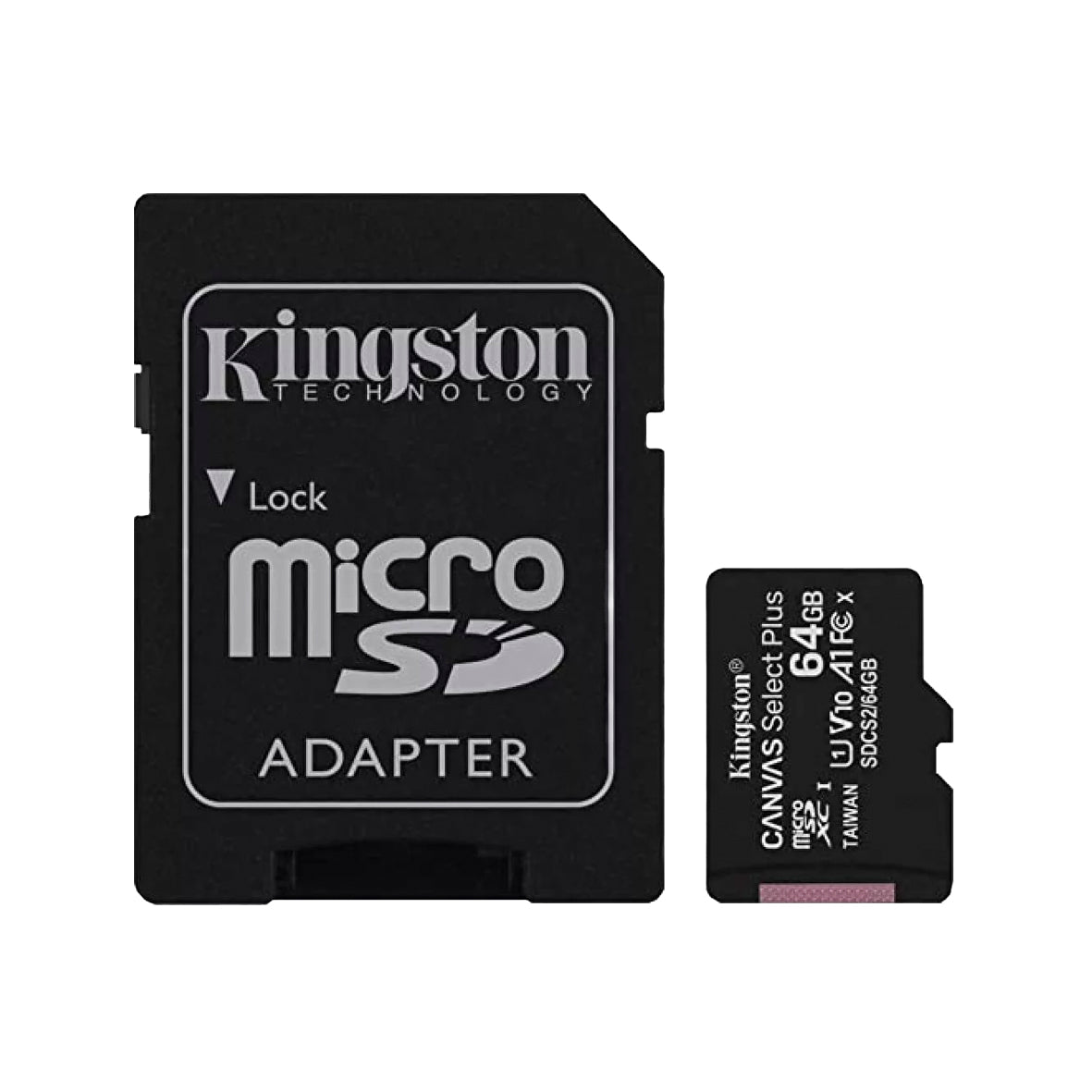 Kingston - MicroSDXC 64GB Class 10 Memory Card+Adapter
