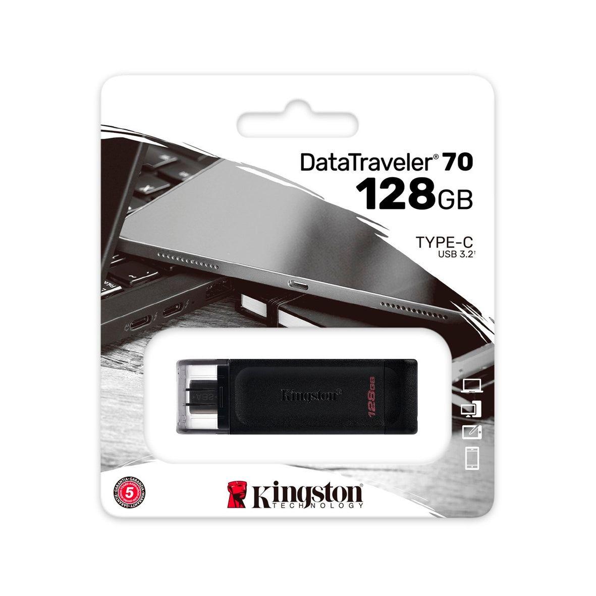 Kingston - DataTraveler 70 128GB USB-C 3.2 Flash Drive
