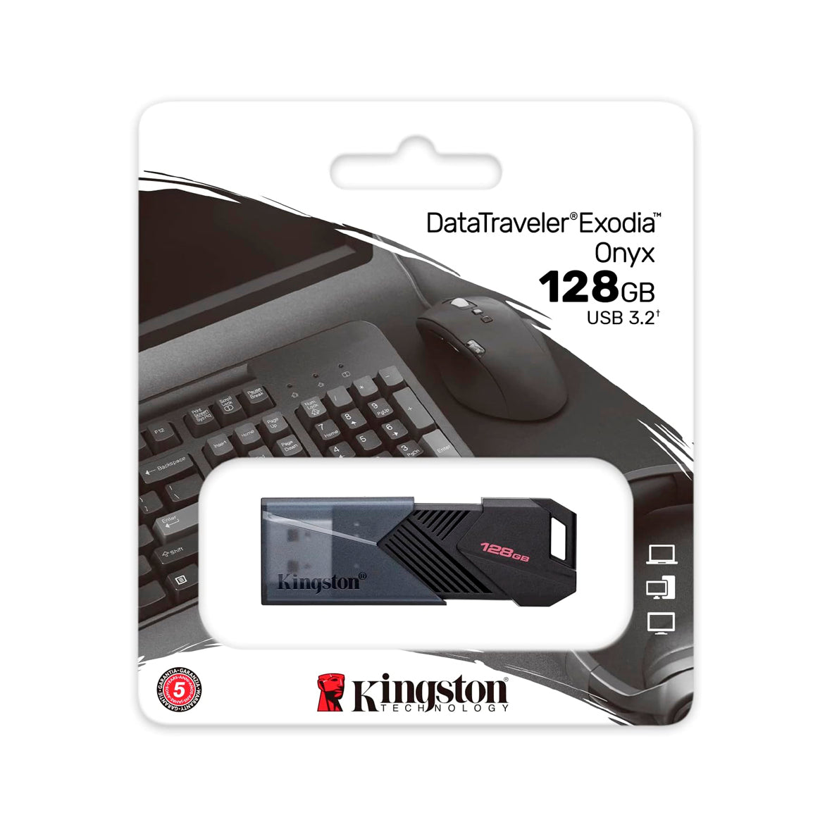 Kingston - DataTraveler Exodia Onyx 128GB USB 3.2 Gen 1