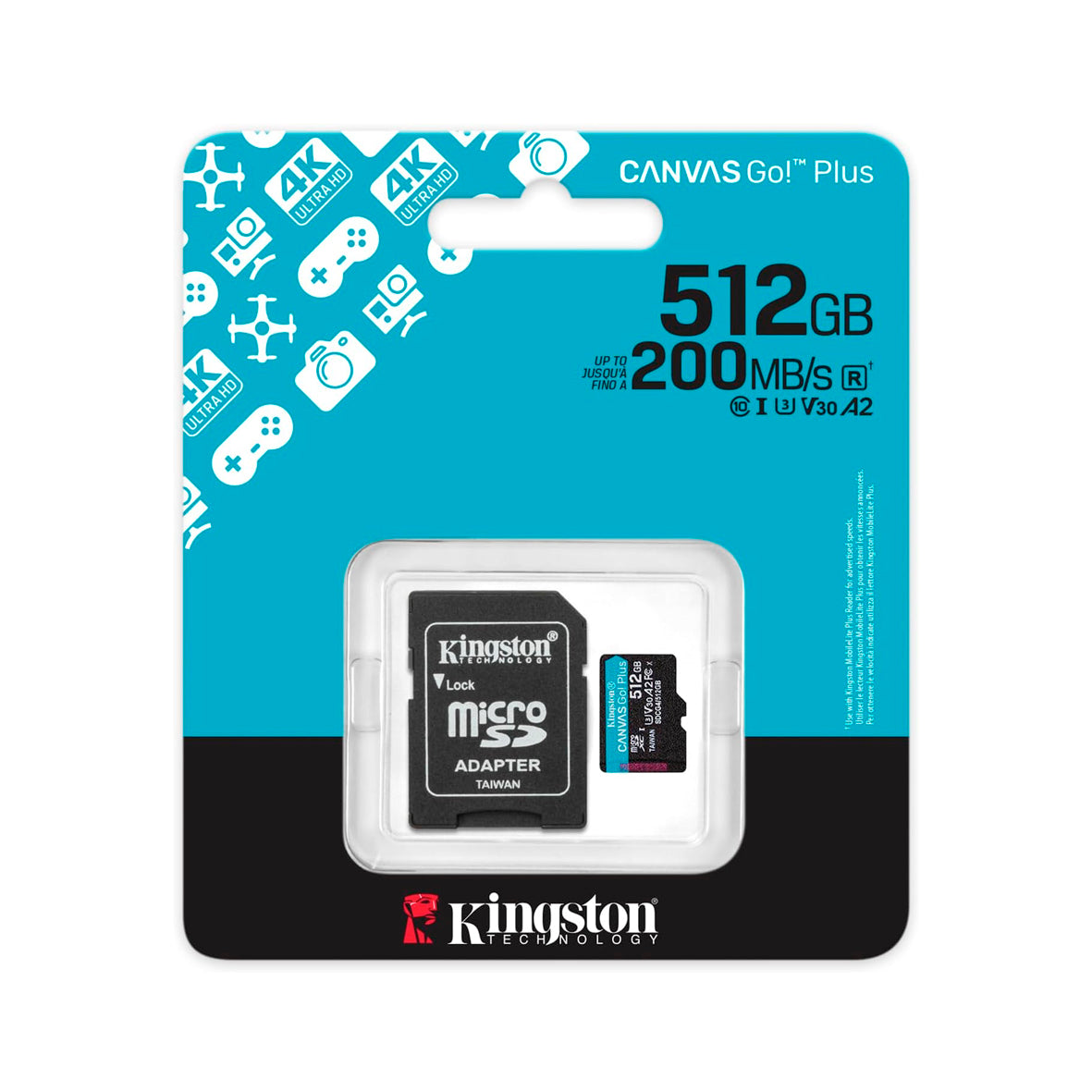 Kingston - Canvas Go! Plus 512GB Gen4 MicroSDXC Card+Adapter