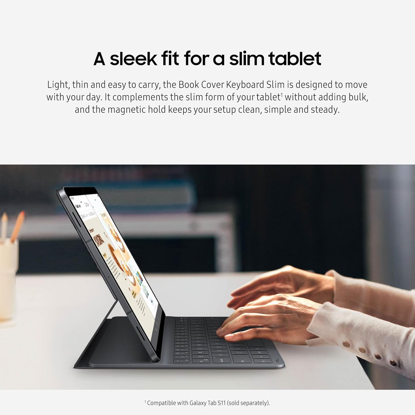 Samsung -  Galaxy Tab S11 Book Cover Keyboard Slim - Black