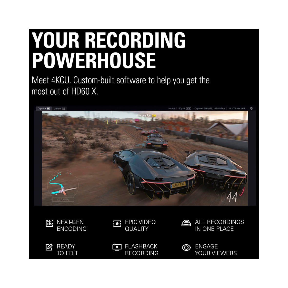 Elgato - HD60 X Stream and Record in 1080p60 HDR10 - Black