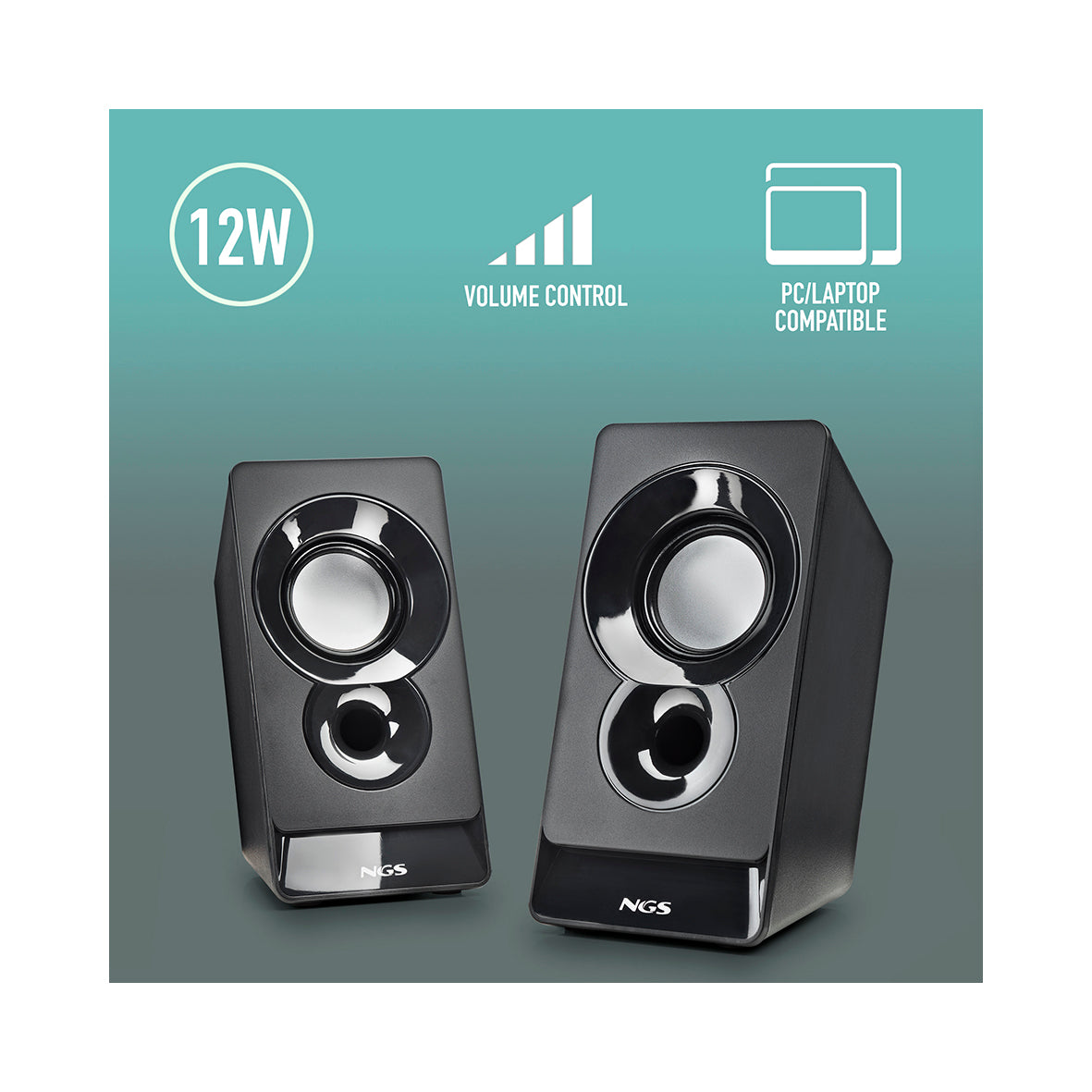 NGS - 12W Powered Multimedia Speakers - Black