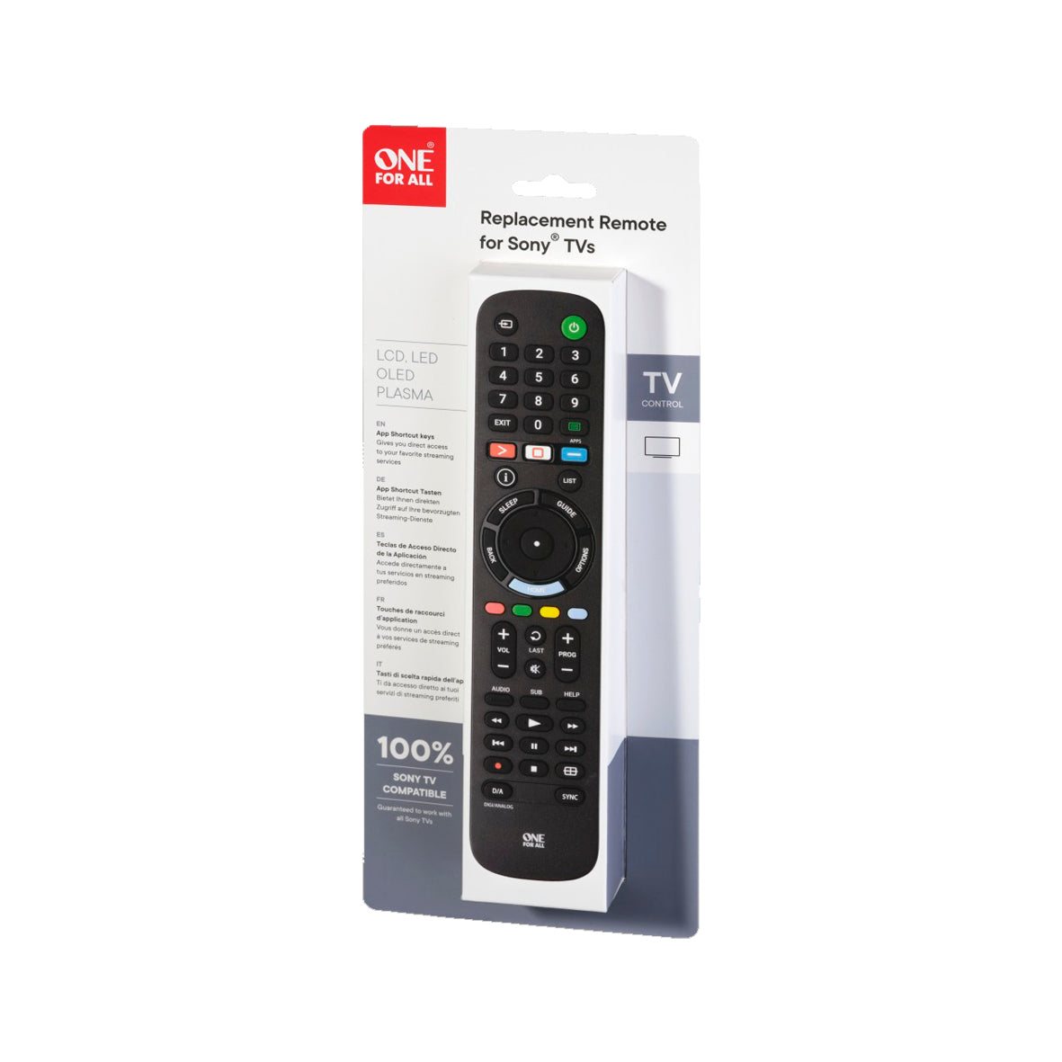 One For All - Sony 2.0 TV Remote Control - Black