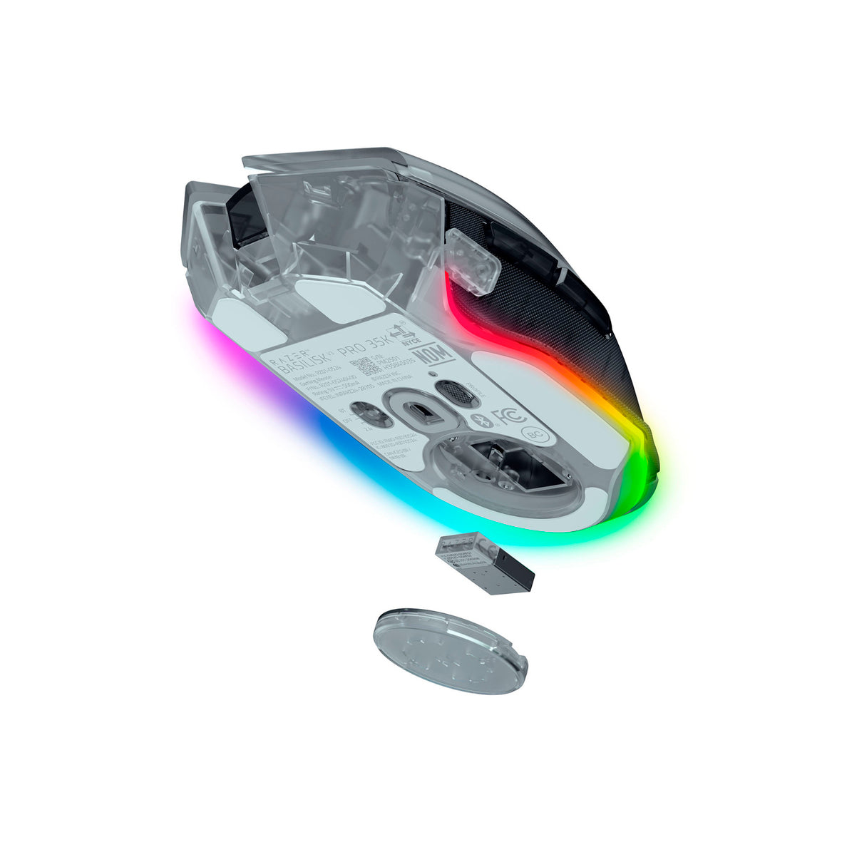 Razer - Basilisk V3 Pro 35K Gaming Mouse Wireless/Phantom - Clear