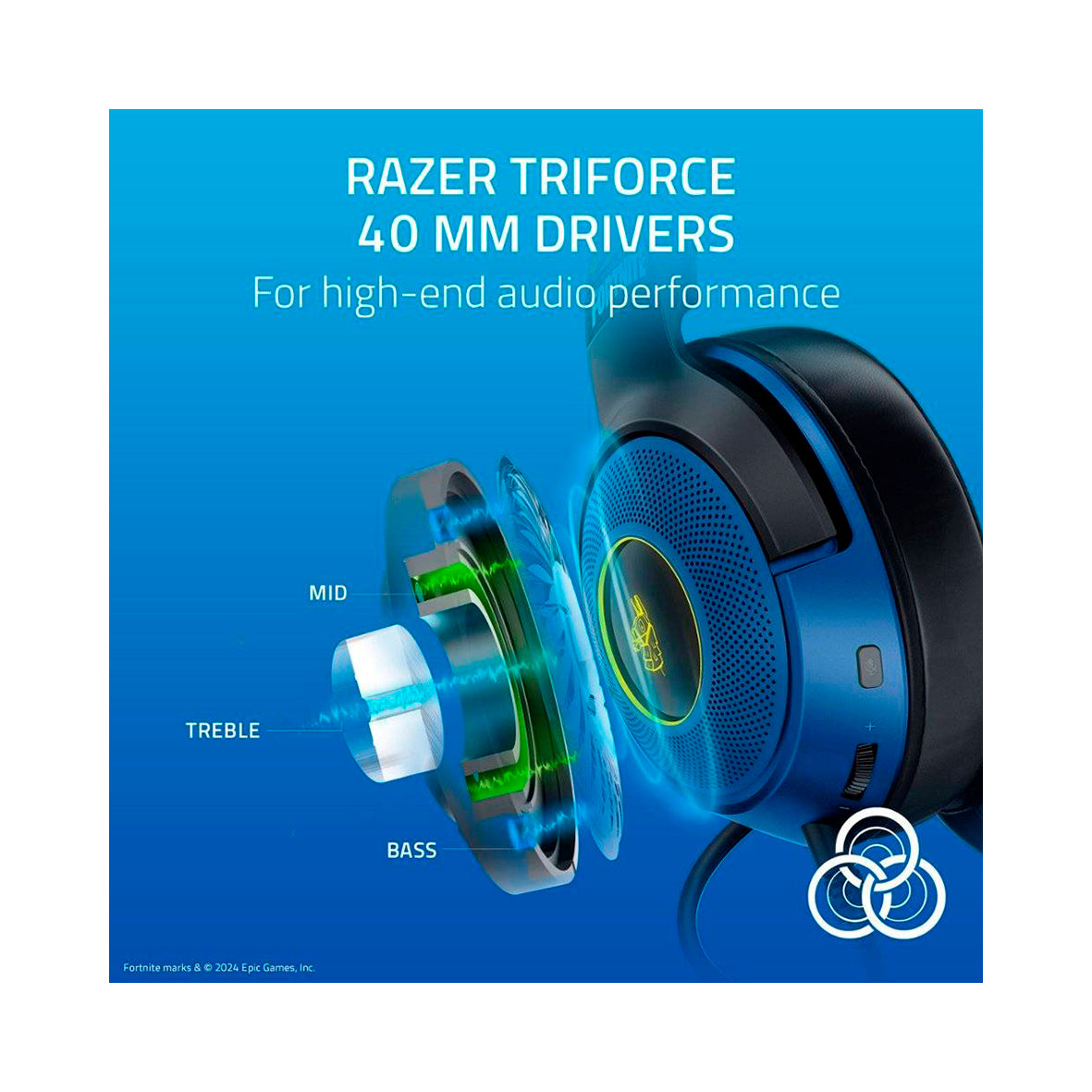 Razer - Kraken V3 X Fortnite Ed. Gaming Headset - Blue