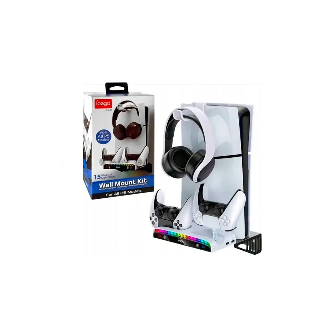RGB Wall Mount Stand with Dual Charger Dock - PS5/PS5 Slim