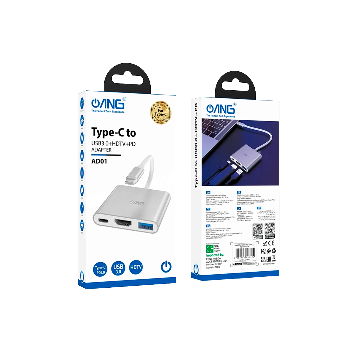 Ang - Type-C to USB 3.0 + HDTV + PD Adapter