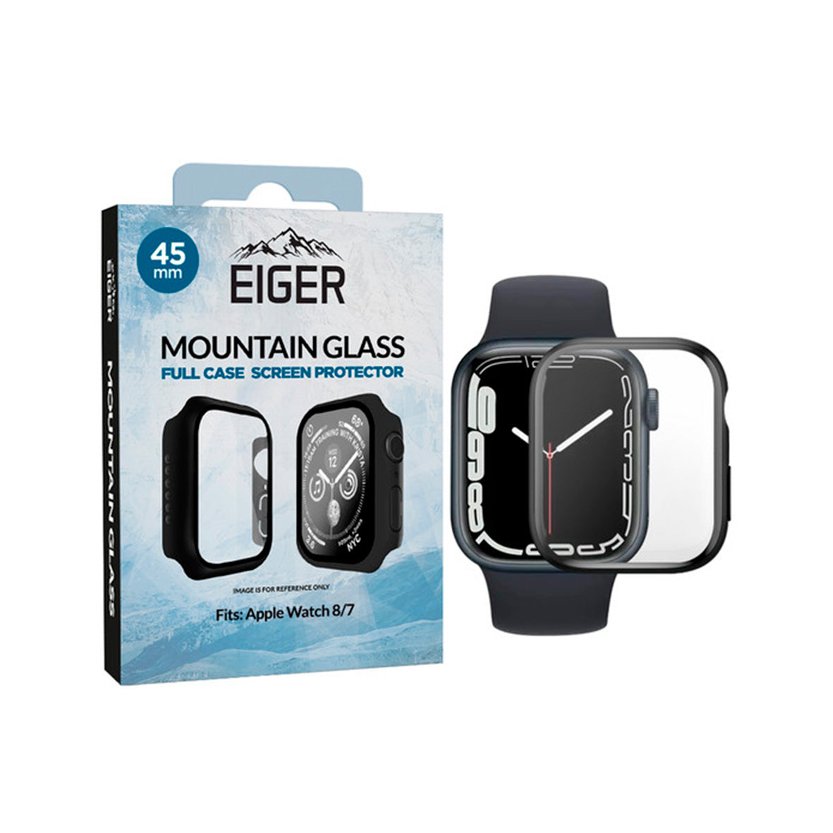 Eiger - Apple Watch 45mm Glass Full Screen Protector - Black
