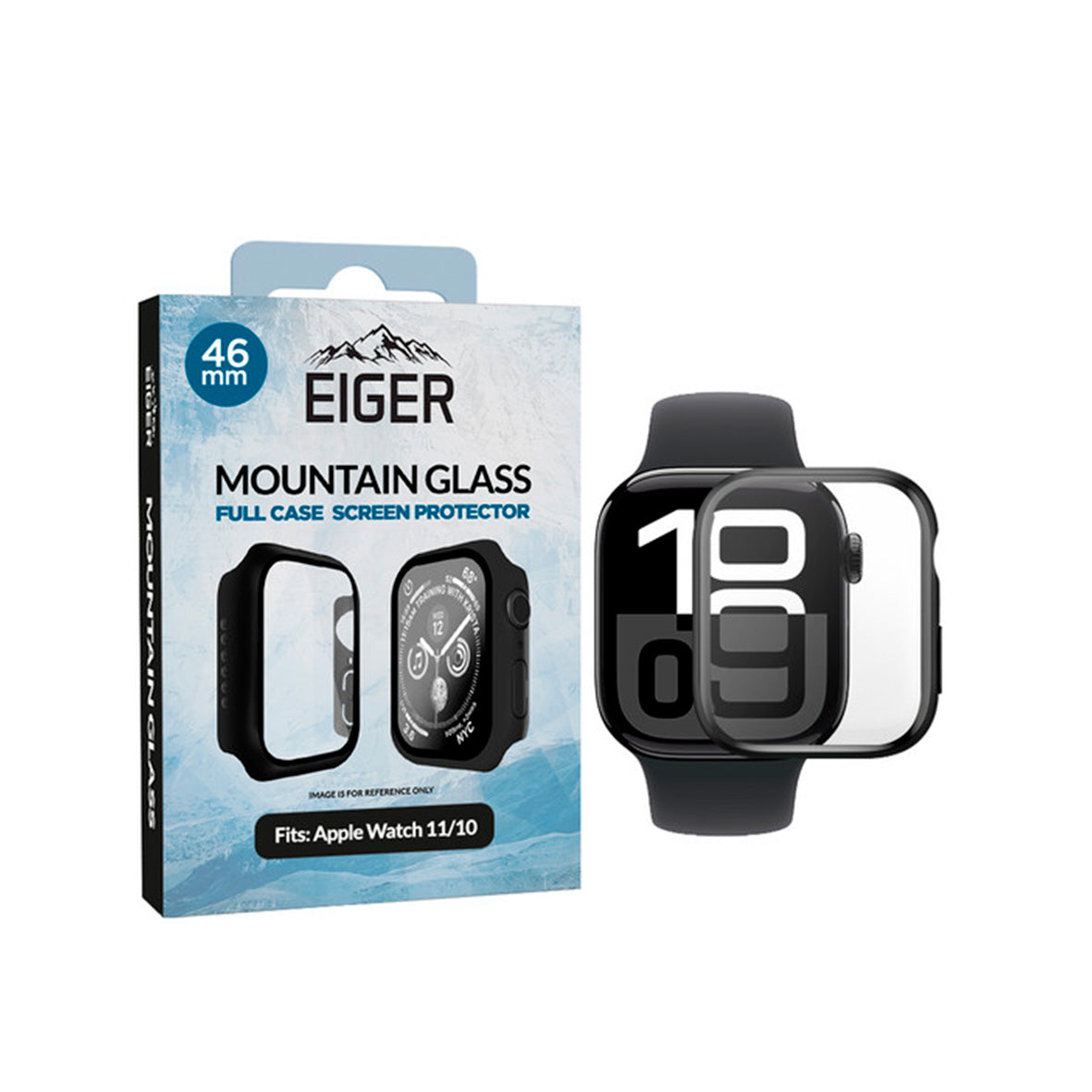 Eiger - Apple Watch 46mm Glass Full Screen Protector S10/11 - Black