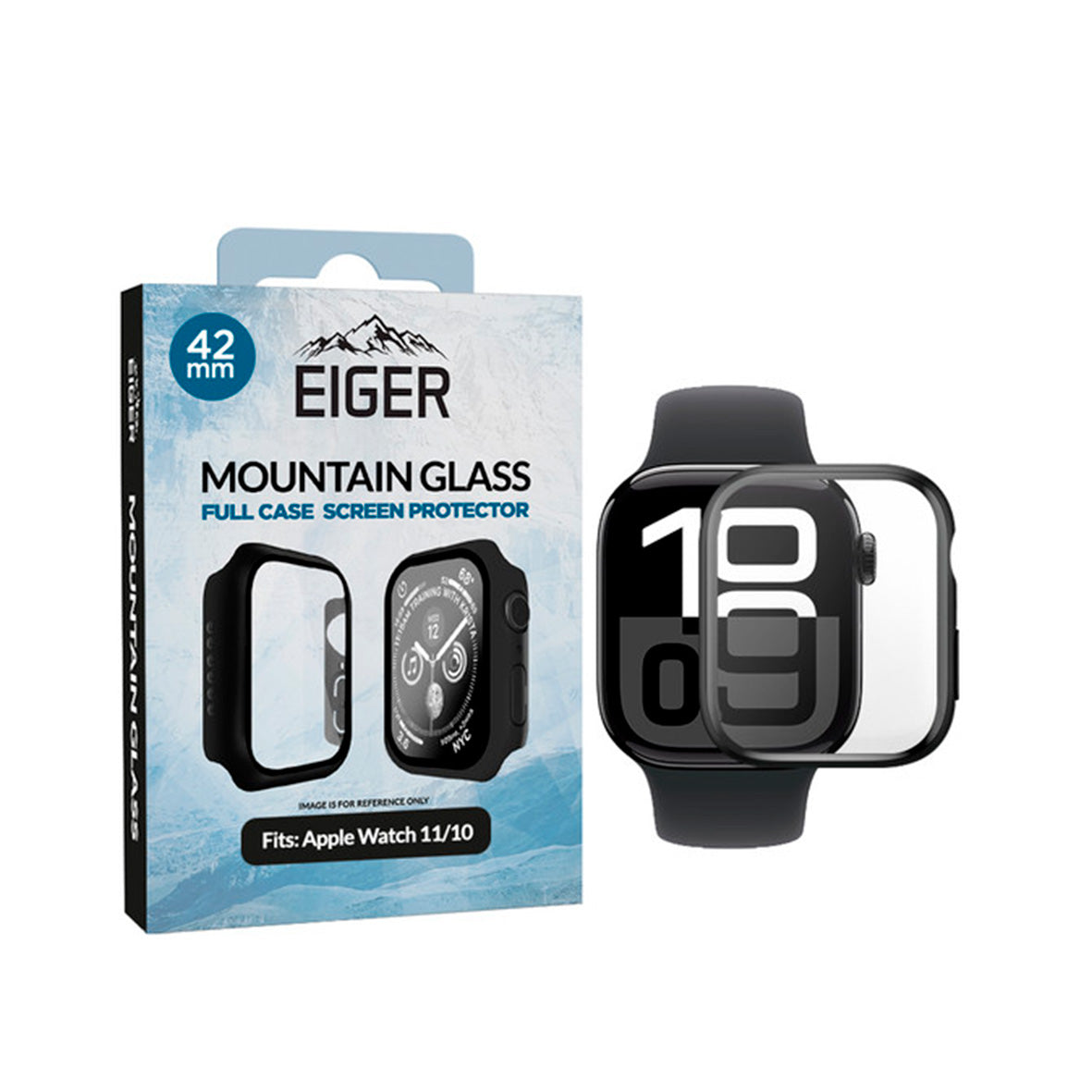 Eiger - Apple Watch 42mm Glass Full Screen Protector S10/11 - Black