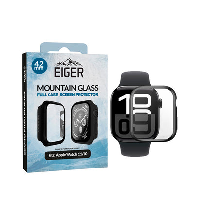 Eiger - Apple Watch 42mm Glass Full Screen Protector S10/11 - Black