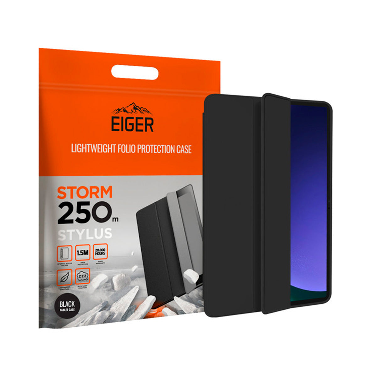 Eiger - Samsung Galaxy Tab S9 Storm Stylus Case - Black