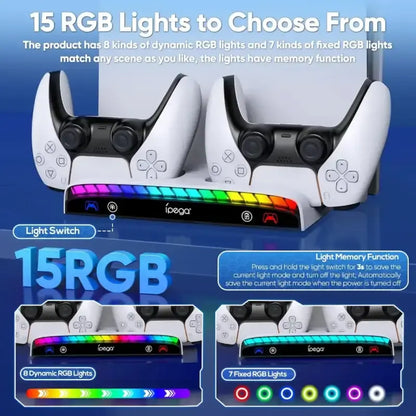 RGB Wall Mount Stand with Dual Charger Dock - PS5/PS5 Slim