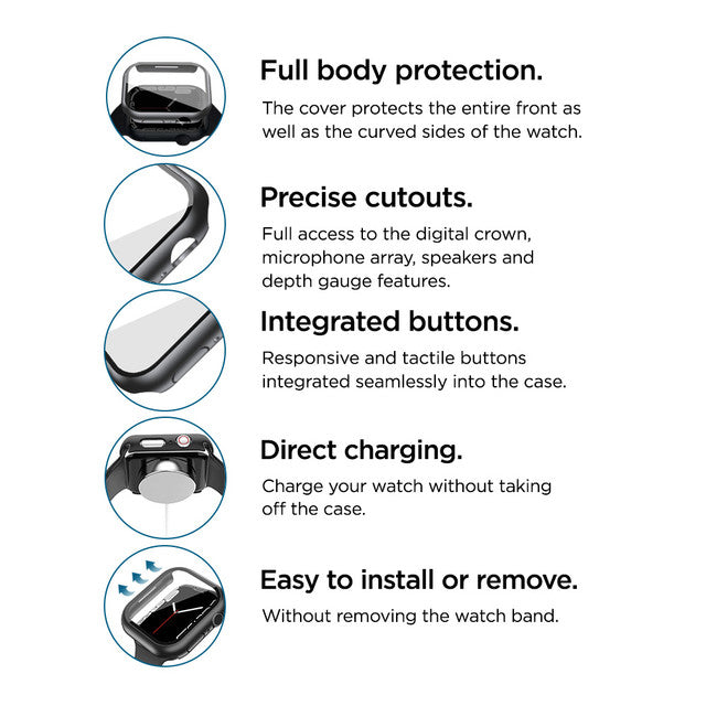 Eiger - Apple Watch 44mm Glass Full Screen Protector SE2/3 - Black