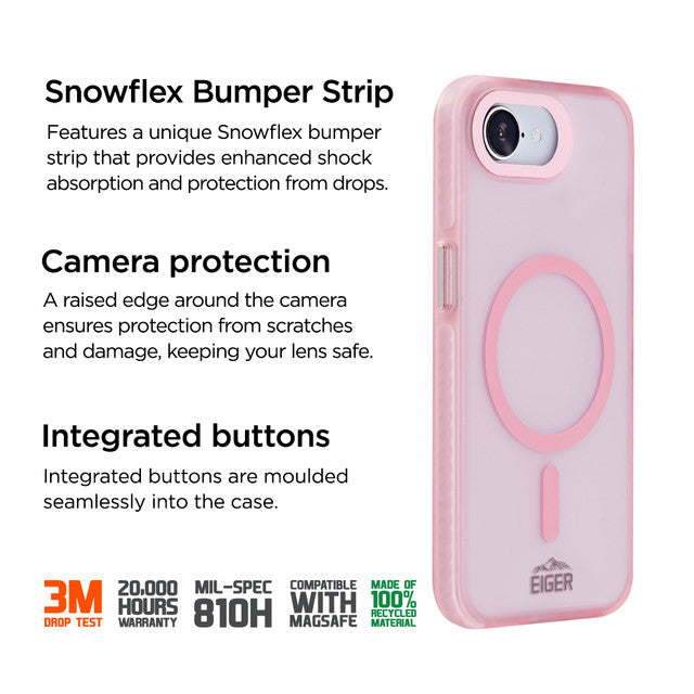 Eiger - iPhone 16e Blizzard Magsafe Case GRS - Pink