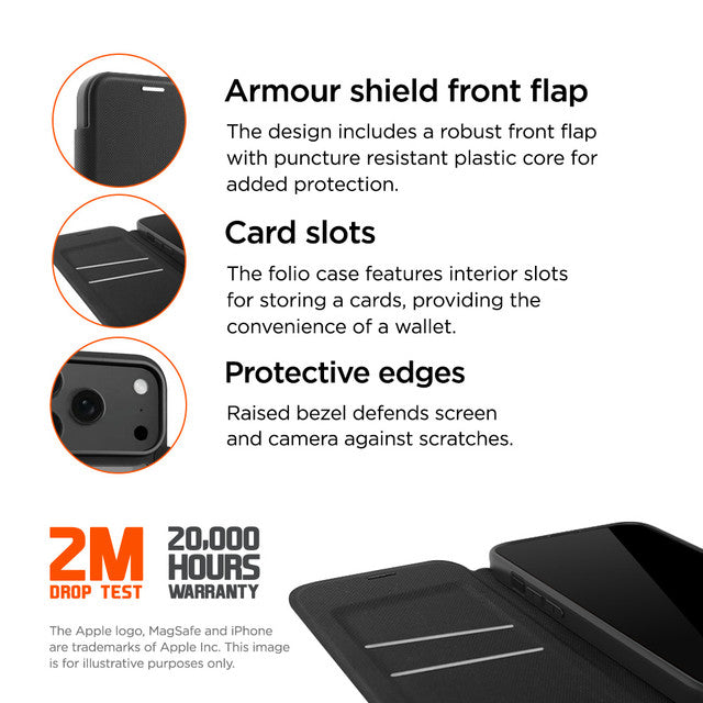 Eiger- iPhone 16 North Folio Magsafe - Black